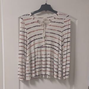 Wonderly Off White Striped Tiered Casual Sz Large